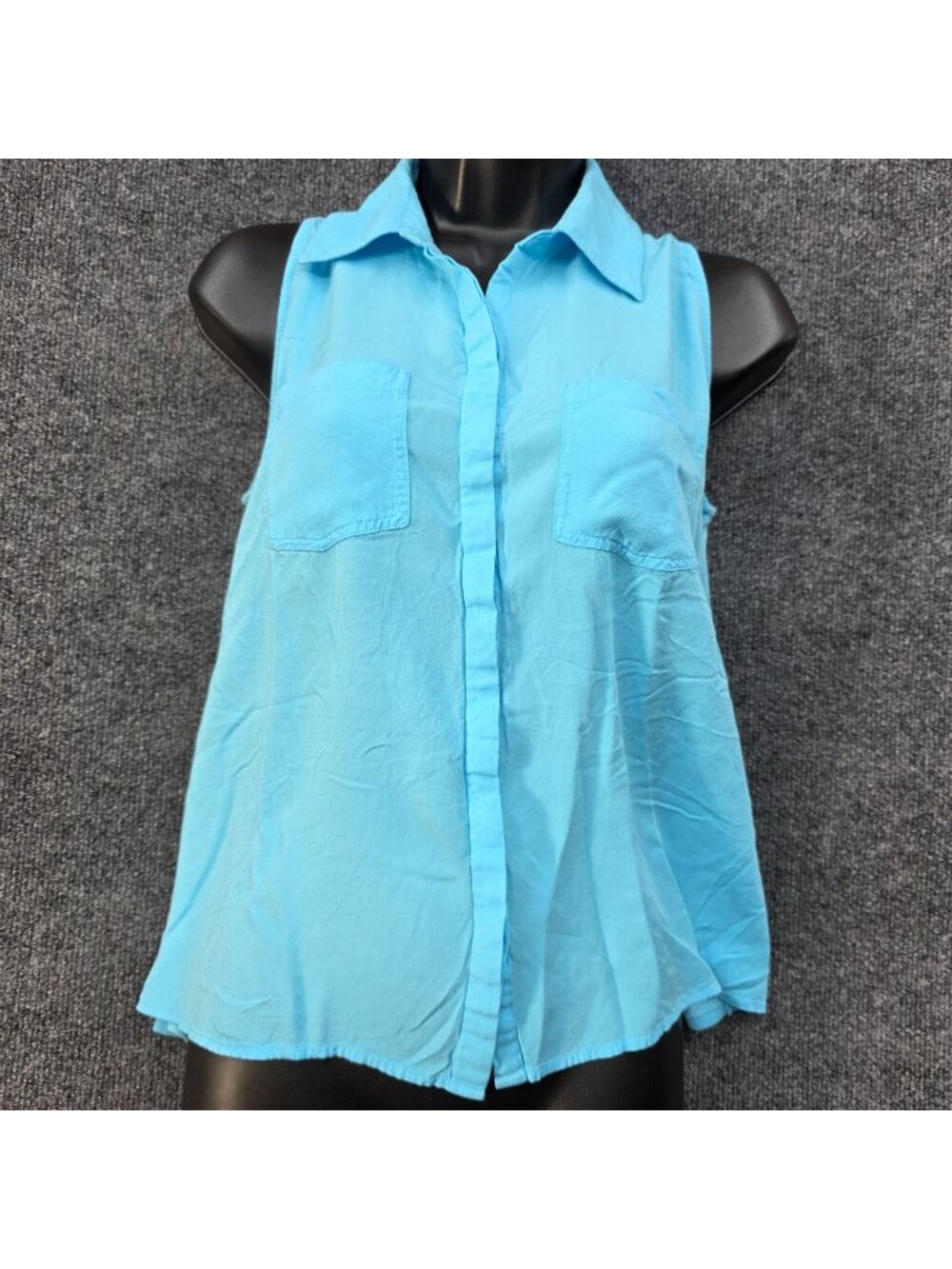 INC Sleeveless Button Front Blouse M Turquoise Casual Feminine Coastal Vacation